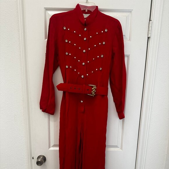Vintage 1980s La Costa Spa Rhinestone Jumpsuit – Size 8 – Holiday Glam Statement - Picture 3 of 11